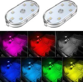Z0041 Zosppei 2 Pcs Car Led Lights Interior 7 Colors Ambient Lighting 2pcs Colored
