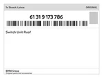 Genuine Bmw Switch Unit Roof 61-31-9-173-786 New. Fixed Price $559.08.