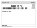Genuine Bmw Switch Unit Roof 61-31-9-173-791 New. Fixed Price $559.08.
