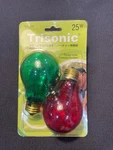 Colorful 25WATT Green & Red Party Bulb Type Pack Trisonic Lighting F44. Fixed Price $18.00.