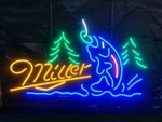 Miller Lite Fishing Get Hooked Trees Neon Lamp Light Sign 24"X20" Beer Bar. Fixed Price $166.60.