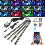 4X Rgb 72 Led Usb Car Interior Floor Atmosphere Light Strips Bluetooth Phone App. Fixed Price $14.99.