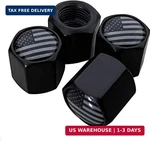 Tactilian American Flag Tire Valve Stem Caps 4 Pack Black Subdued Aluminum Wit. Fixed Price $12.40.