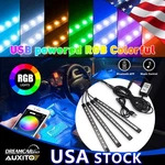 4X Auxito Rgb 48LED Strip Light Atmosphere Bt Car Usb Interior Phone App Cont. Fixed Price $18.99.
