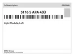 Genuine Bmw Light Module, Left 51-16-5-A7A-493 New. Fixed Price $115.62.