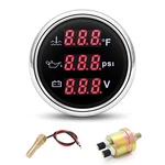Artilaura Triple Gauge Set 3IN1 (oil Pressure+ Black Silver, Red Light. Fixed Price $43.23.