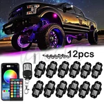 2X 12PCS Rgb Led Rocklights Kit Offroad Truck Underbody Neon Music Bluetooth App. Fixed Price $99.99.