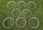 Set Of 8 Vintage Stainless Beauty Rings 16" Wheels 4 Trim Rims 1930S Ford. Fixed Price $139.00.