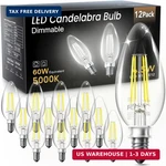 Tjoy Led Candelabra Bulbs Dimmable, 60W Equivalent Chandelier Light Bulb, E12 Sm. Fixed Price $47.12.