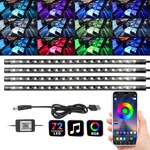 4X Rgb 72 Led Car Interior Floor Light Strips Usb With Bluetooth App Control. Fixed Price $11.95.