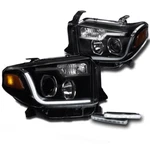 14-17 Toyota Tundra Pickup Truck Black Led Tube Projector Head Lights+bumper Drl. Fixed Price $169.95.