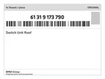 Genuine Bmw Switch Unit Roof 61-31-9-173-790 New. Fixed Price $559.08.