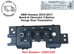 13501109 Oem Gm Lacrosse Malibu Volt Garage Door Opener Homelink Module Switch. Fixed Price $29.99.