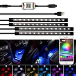 Auxito 4X Rgb 48LED Strip Atmosphere Light Bt Car Interior Usb Phone App Cont. Fixed Price $18.04.