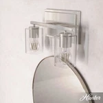 Hunter Kerrison Brushed Nickel With Seeded Glass 2 Light Bathroom Vanity. Fixed Price $59.99.