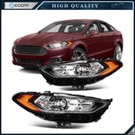 Pair Headlights W/bulbs 2017 18 19 Ford Fusion Black Housing W/projector. Fixed Price $209.99.