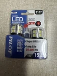 Pilot IL-3157W-15 White Led Turn / Tail Light Bulbs (3057,3357,4057,4157) 12V. Fixed Price $8.99.