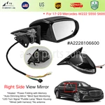 Right Mirror A2228106600 For 14-23 Mercedes W222 S550 S600 S63 Heated Fold Bsm. Fixed Price $319.00.